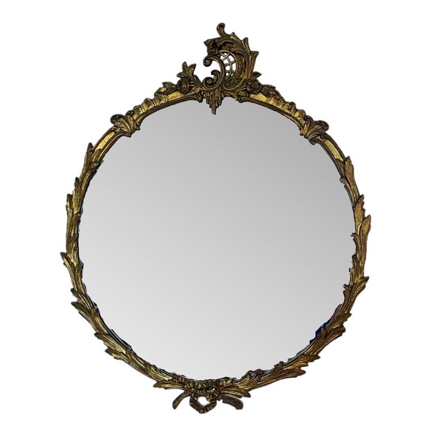 1930s Round Giltwood Mirror For Sale