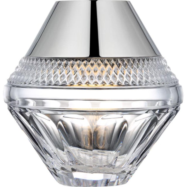 Modern Waterford by Visual Comfort Signature Copper Coast 5" Rechargeable Accent Lamp in Polished Nickel with Clear Crystal For Sale - Image 3 of 3