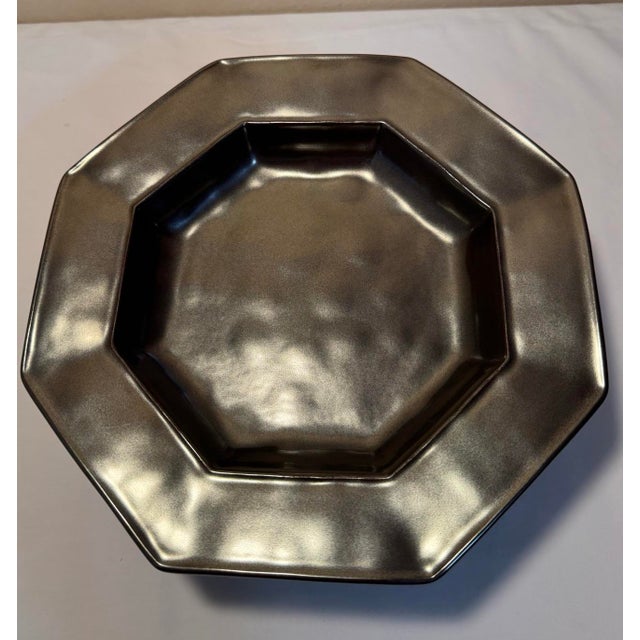 Modern Set of 4 Juliska Stoneware Pewter 10” Octagonal Soup/Pasta Bowls For Sale - Image 3 of 9