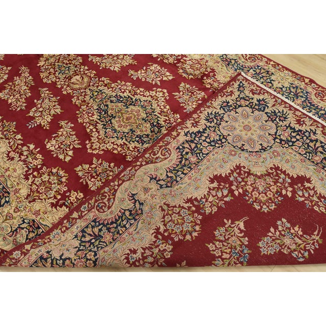 Kerman Rug 7′ X 13’7” Red Wool Vintage Traditional Hand-Knotted Carpet For Sale - Image 13 of 14
