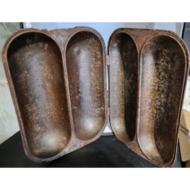 Brown Antique Ideal 1897 Metal Double Bread Loaf Baker's Mold W/ Original Clasp For Sale - Image 8 of 11