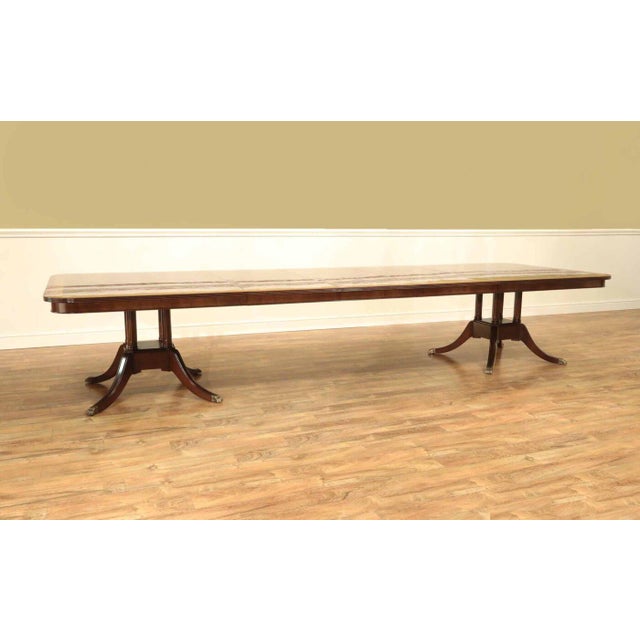 Extra Long 88" to 160" Dining Table With Flame Mahogany and Satinwood Banded Inlay by AntiquePurveyor For Sale - Image 4 of 11