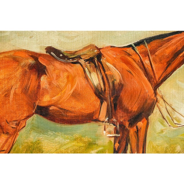 Wonderful Antique Oil Painting of Horse Signed Equestrian Portrait in Gilt Gesso Frame English Country Art For Sale In New York - Image 6 of 13
