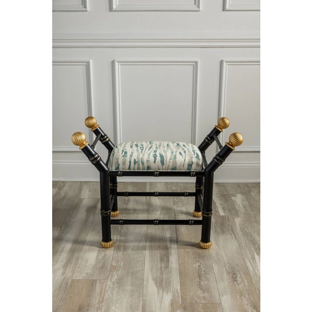 Metal Boca Black Wildcrest Moss Bamboo Bench For Sale - Image 7 of 8