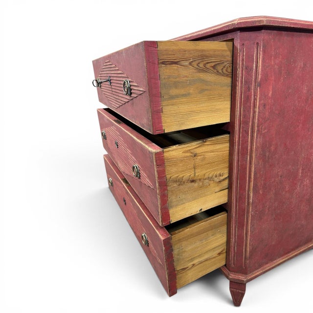 Maroon Antique Gustavian Chest of Drawers, 1890s For Sale - Image 8 of 10
