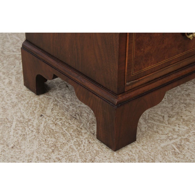 Pair Baker George III Burl Walnut Bachelor Chests For Sale - Image 14 of 17