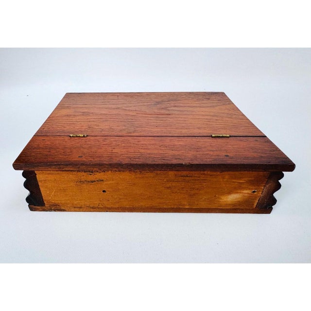 Wood Vintage Hardwood Document Box With Hinged Lid For Sale - Image 7 of 12