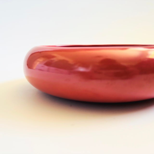 Postmodern 1980s Pink Ceramic Circular Tray For Sale - Image 3 of 5