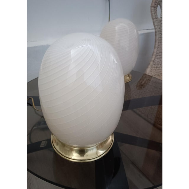 Murano Glass Egg Lamps, 1970s, Set of 2 For Sale - Image 4 of 9