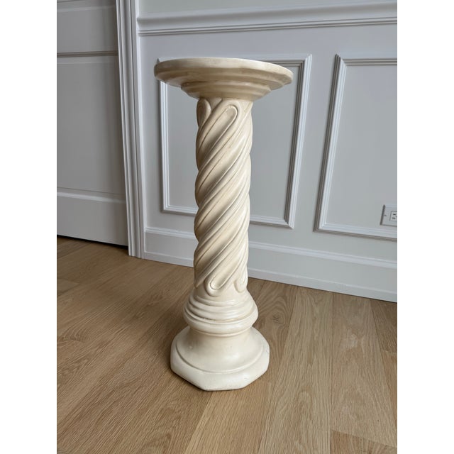 1962 Magidson Neoclassical Twisted Plaster or Chalkware Pedestal Column, Signed and Dated For Sale - Image 9 of 9