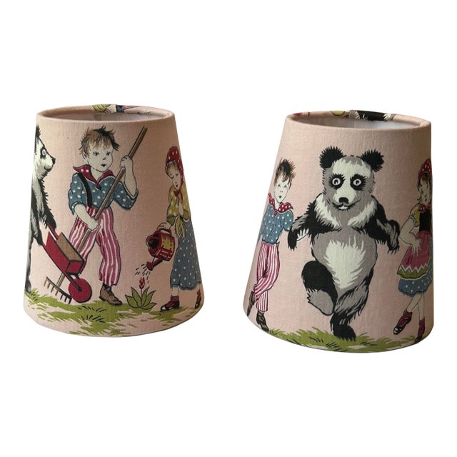 Vintage Children’s Fabric Lampshades - a Pair For Sale
