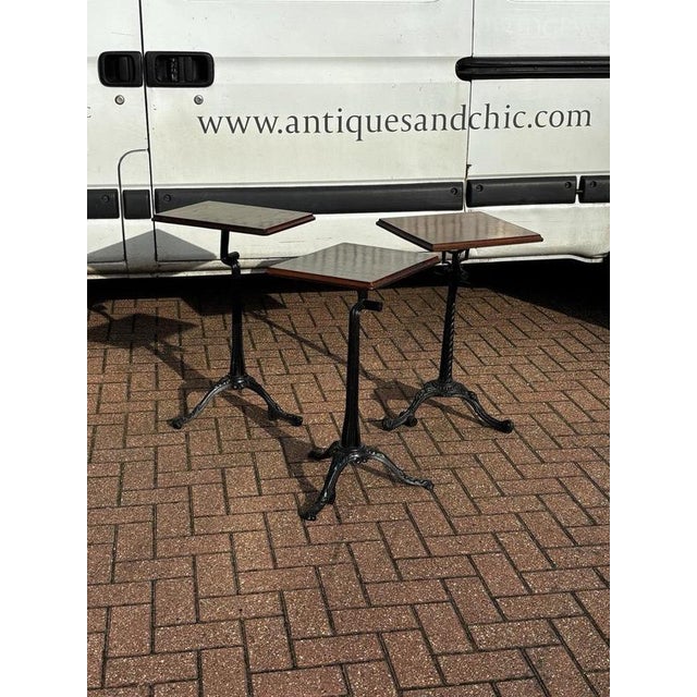 Industrial Factory Edwardian Metal Cast Iron & Wood Machinists Tables, Set of 3 For Sale - Image 4 of 18