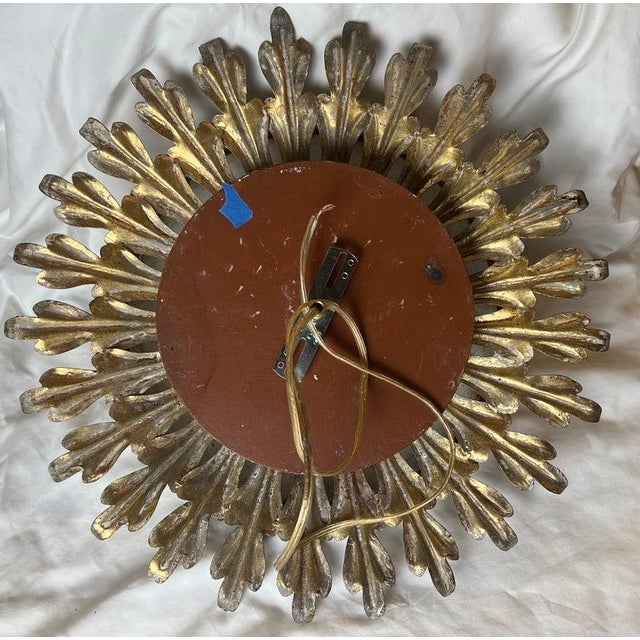 Melissa Levinson Gilt Iron Sunburst Ceiling Mount Light Fixture by Myanmar Home For Sale - Image 4 of 14