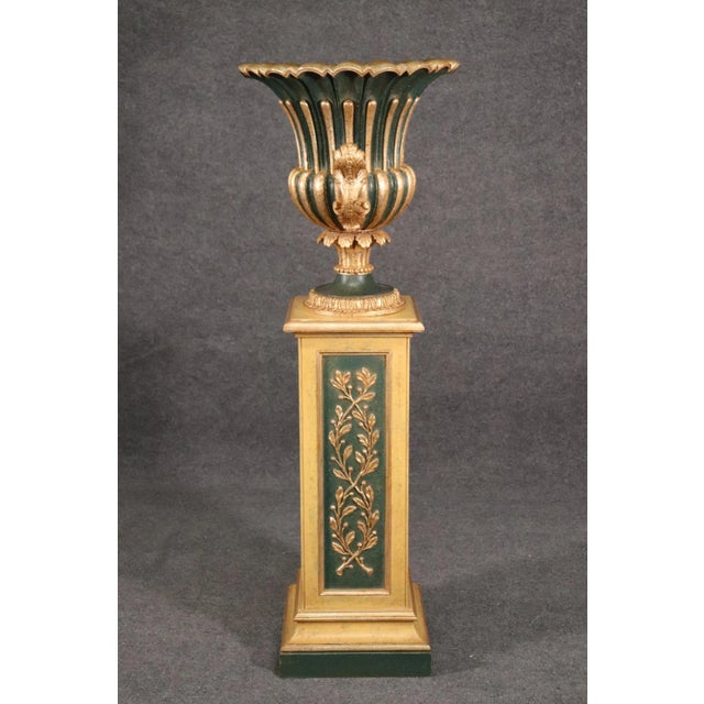 Venetian Style Gilded and Paint Decorated Planter with Stand For Sale - Image 9 of 13