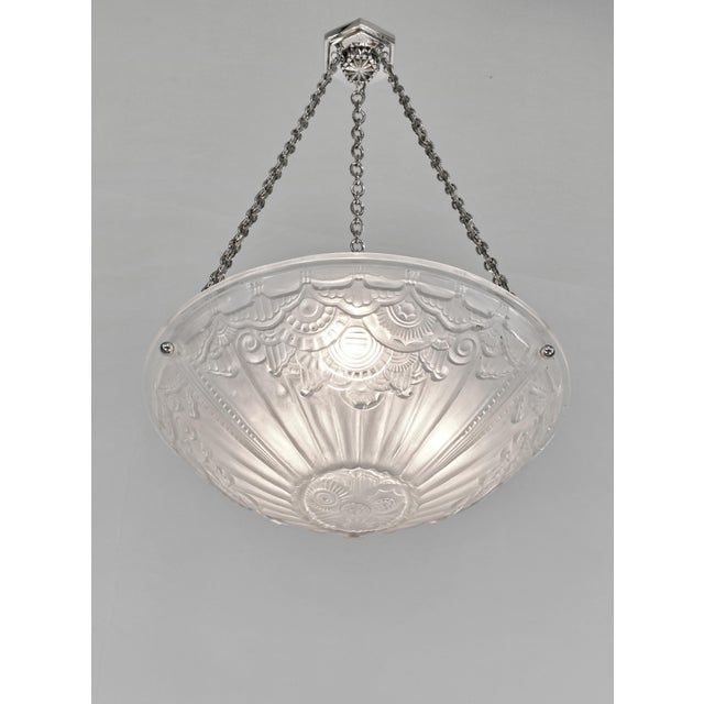 Art Deco French Art Deco Pendant Light by Hettier Et Vincent & J. Gauthier 1930 France For Sale - Image 3 of 11