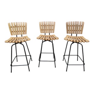 Vintage Mid Century Arthur Umanoff Style Counter Height Stools -Set of 3 For Sale