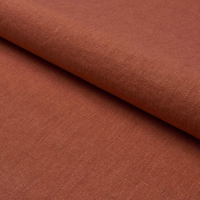 Schumacher Jumi Stonewashed Linen Fabric In Terracotta For Sale