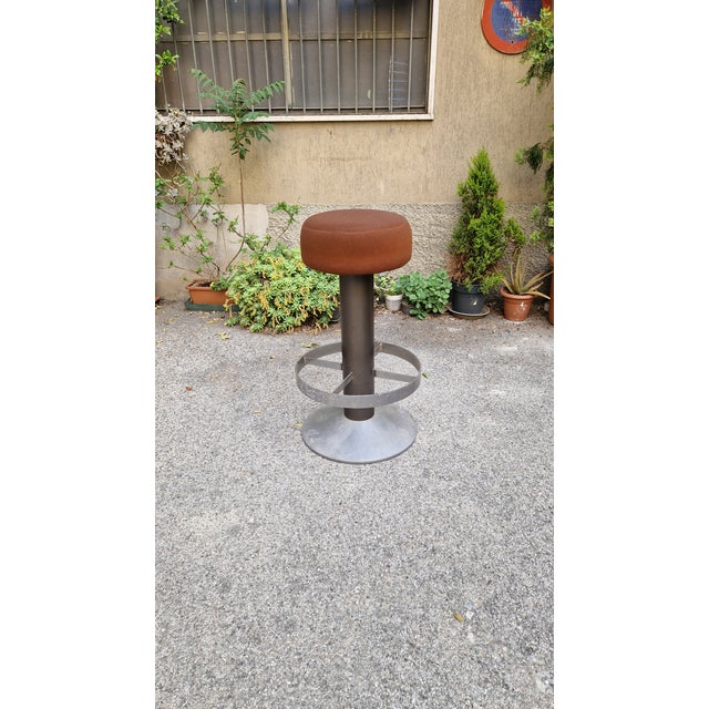 Brown Dwarf Stools in Chromed Iron with Padded Seat, 1970s, Set of 4 For Sale - Image 8 of 18