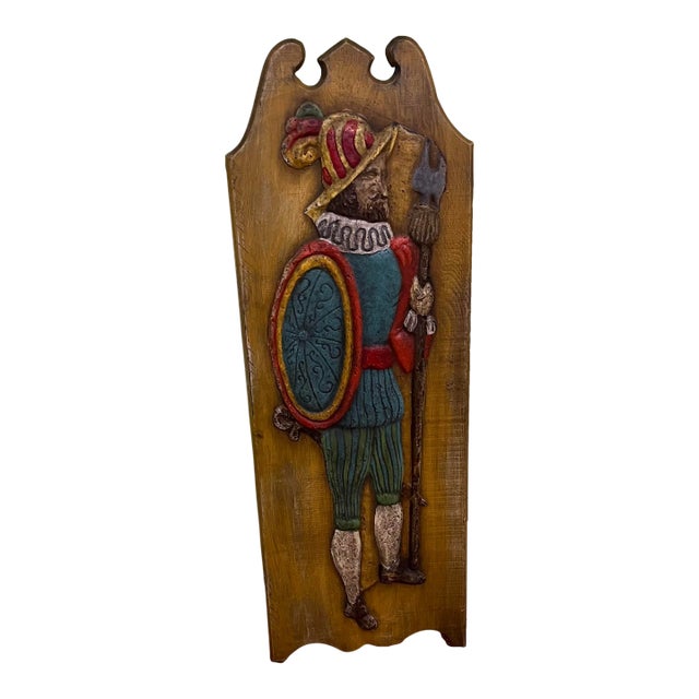 1970s Traditional Spanish Soldier Hand-Carved Mexican Folk Art Wall Hanging For Sale