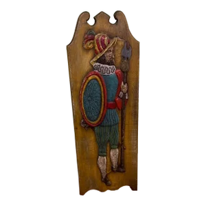 1970s Traditional Spanish Soldier Hand-Carved Mexican Folk Art Wall Hanging