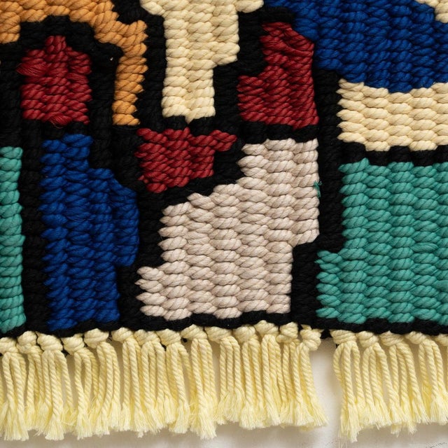 After Joan Miró, Mid Century Modern Color Tapestry, 1970, Cotton & Wool For Sale - Image 8 of 15