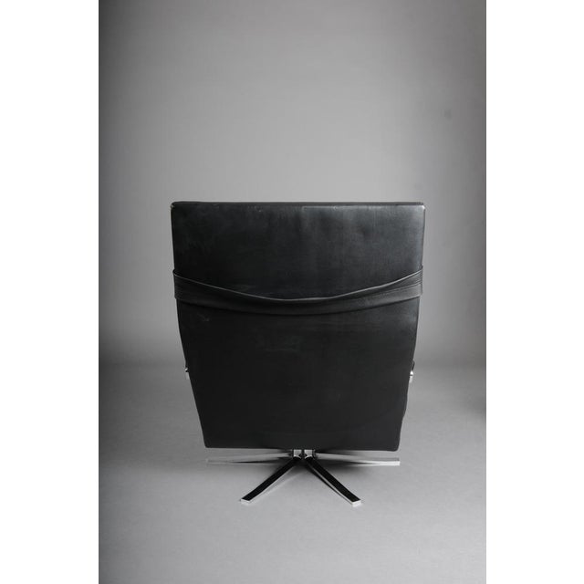 Set of Vintage Lounge Chair and Ottoman in Black Leather by Arne Norell, 1960s For Sale - Image 12 of 18
