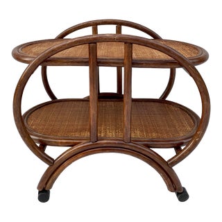 Vintage Pretzel-Style 2-Tier Bamboo Bar Cart For Sale