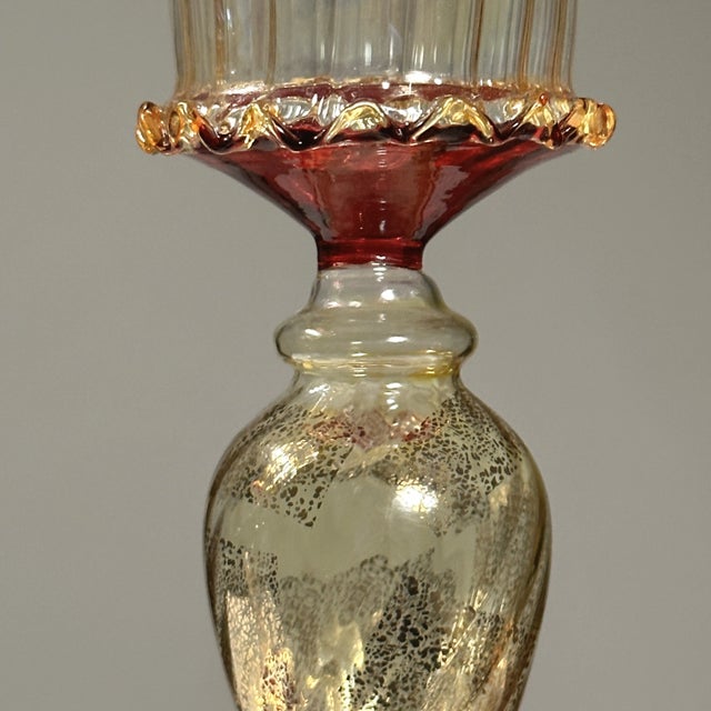 Amber Vintage Venetian Murano Art Glass Hand Blown Goblet (Pair) For Sale - Image 8 of 8