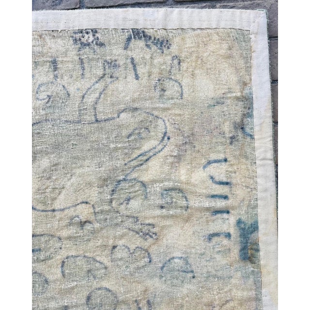 Late 20th Century Hooked Wool Folk Art Tapestry With Frog, Lilly Pads and Insects For Sale - Image 9 of 11