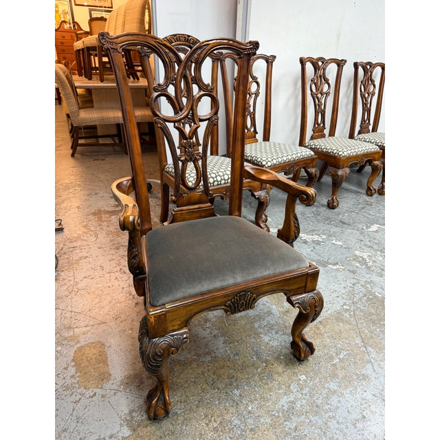 Chippendale Revival Extension Table + Ten Chairs Set For Sale - Image 10 of 12