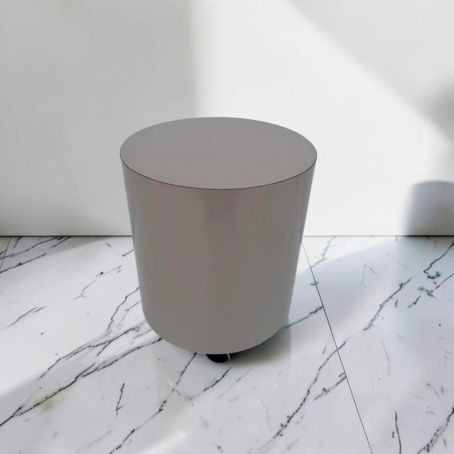 1980s 1980s Cylindrical Laminate Stool on Casters For Sale - Image 5 of 8