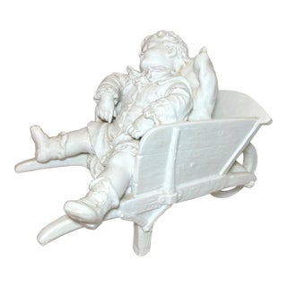 Large Antique 19th Century Parian Porcelain English Sleeping Boy Statue Figure For Sale