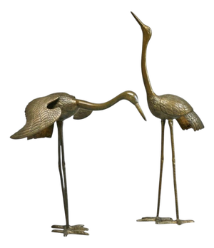 Life-Size Sculptural Cranes in Patinated Brass, 1960s, Set of 2