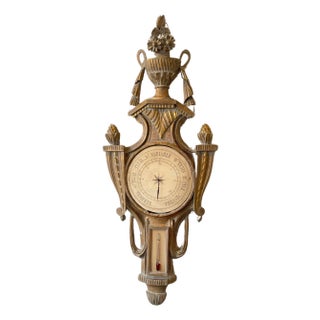 1880s French Carved Wood Barometer For Sale