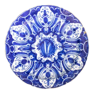 18th Century Antique Dutch Delft Faience Tulip Charger