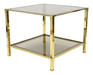 20th Century Hollywood Regency Brass Side / End Table in Smoked Glass, 1970