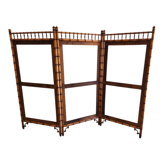 Antique 19th Century French Aesthetic Movement Faux Bamboo Room Divider/ Screen Frame For Sale