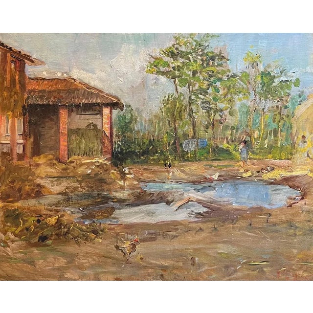 Unknown Artist, The Farm, Oil on Canvas For Sale