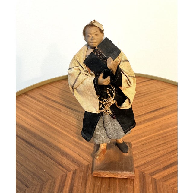 Japanese Antique Japanese Meiji Period Scholar Figure With Original Textile Robes, C. 1900 For Sale - Image 3 of 12