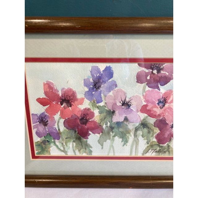 Late 20th Century Vintage Watercolor Floral Print in Wood Frame – Signed Artwork For Sale In Oklahoma City - Image 6 of 10