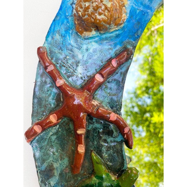 "Under the Sea" Glazed Ceramic Mirror by Florida Artist Rexx Fischer, Signed For Sale In Miami - Image 6 of 7