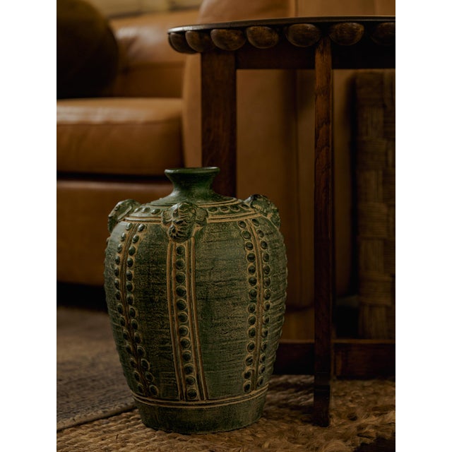 Large Primitive Antique Chinese Emerald Green Elephant Vase For Sale - Image 9 of 9