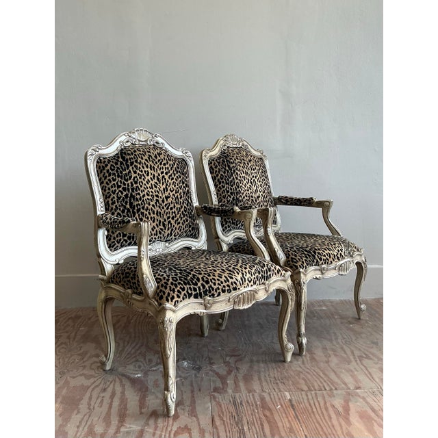 Vintage Regency Leopard Fauteuil Chairs - A Pair For Sale - Image 4 of 9
