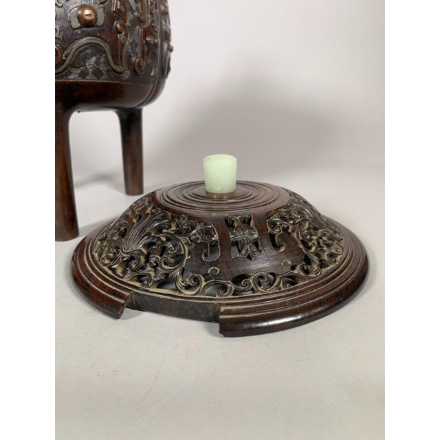 Bronze Large Bronze Incense Burner, 18th-19th Century, China, Qing Dynasty For Sale - Image 8 of 11