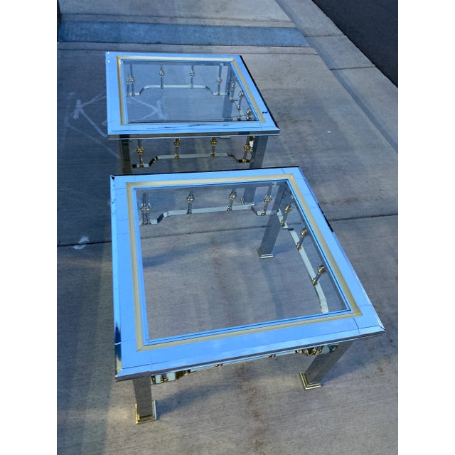 Modern Chrome & Glass End Tables in Mastercraft - A Pair For Sale - Image 11 of 13