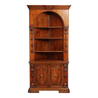 Francesco Molon Louis XVI Style Carved Walnut Corner Cabinet For Sale