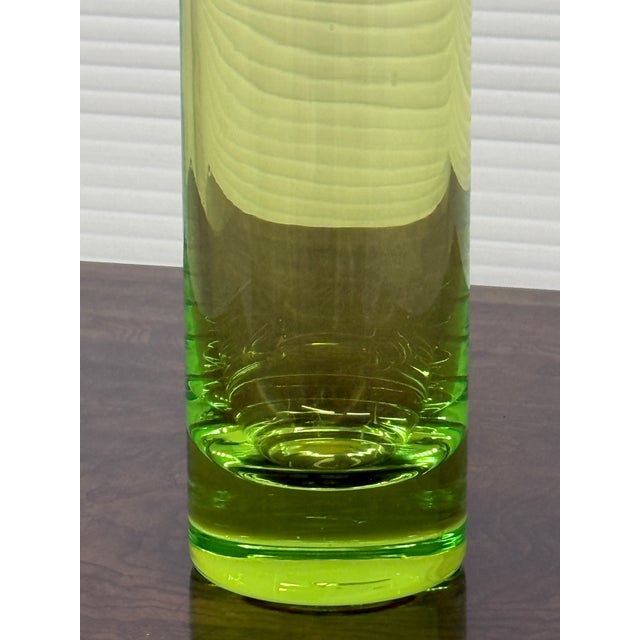 Cylindrical Lime Green Tall Vase For Sale - Image 9 of 12