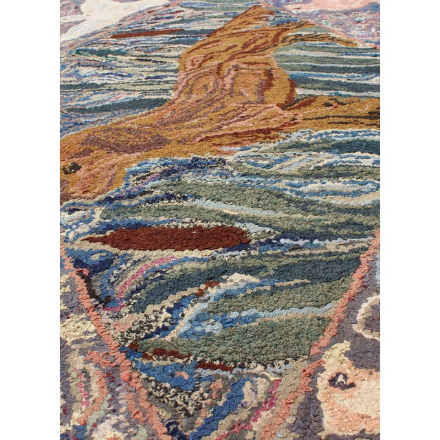 American American Hooked Rug With a Golden Retriever With Different Type of Birds For Sale - Image 3 of 11