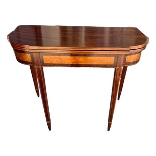 Antique Federal Style Mahogany Game Table Satinwood Inlay For Sale