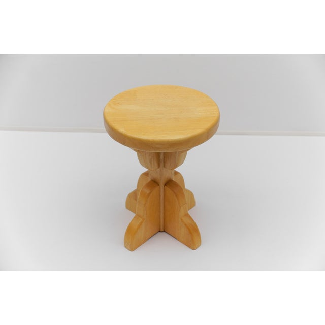 Mid-Century Modern Handmade Beech Stool, France, 1960s For Sale - Image 6 of 14